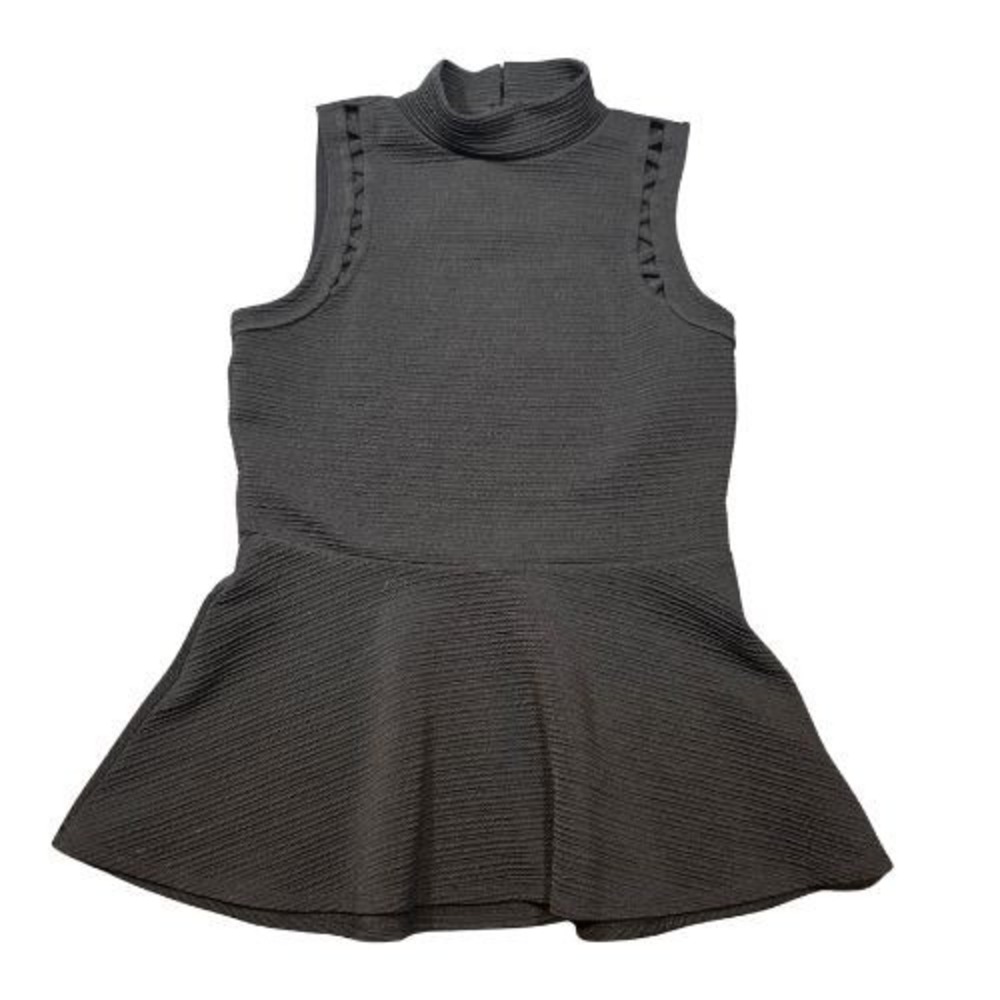90s Y2K Mock Neck Small Sleeveless Textured Rib Knit‎ Blouse Fit and Flare